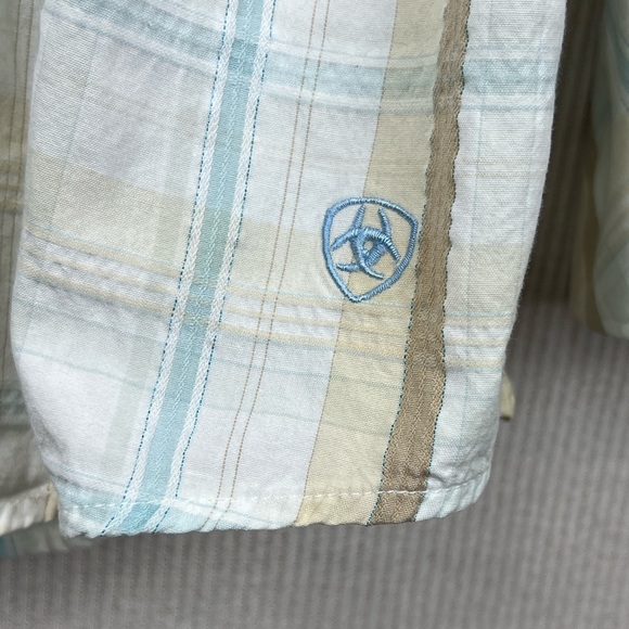 ARIAT Women’s XL Plaid Snap Front Western Shirt Top Long Sleeve Studded Collared - Picture 7 of 11